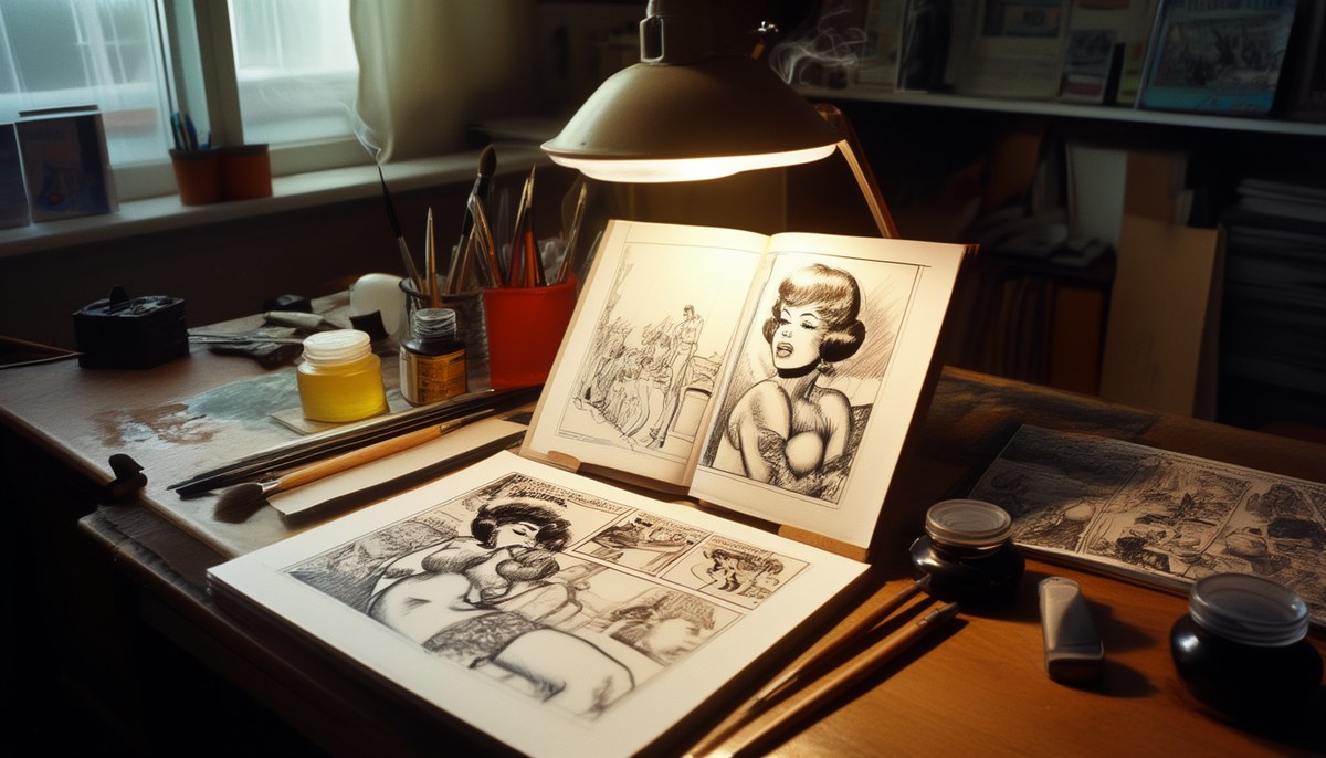Planche de bande dessinée érotique inspirée de Charlie Mensuel, 1969